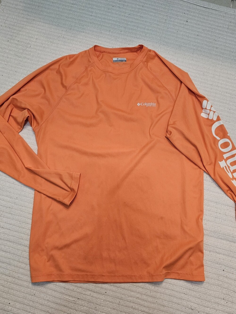 Columbia PFG Orange Long Sleeve Performance Shirt. Size Medium. Quick dry.